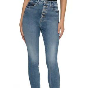 Good American Button-Front high-waisted jeans; size 31 (12)